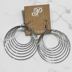 Plunder Silver Multi Hoop Statement Earrings | Layered Circle Dangles